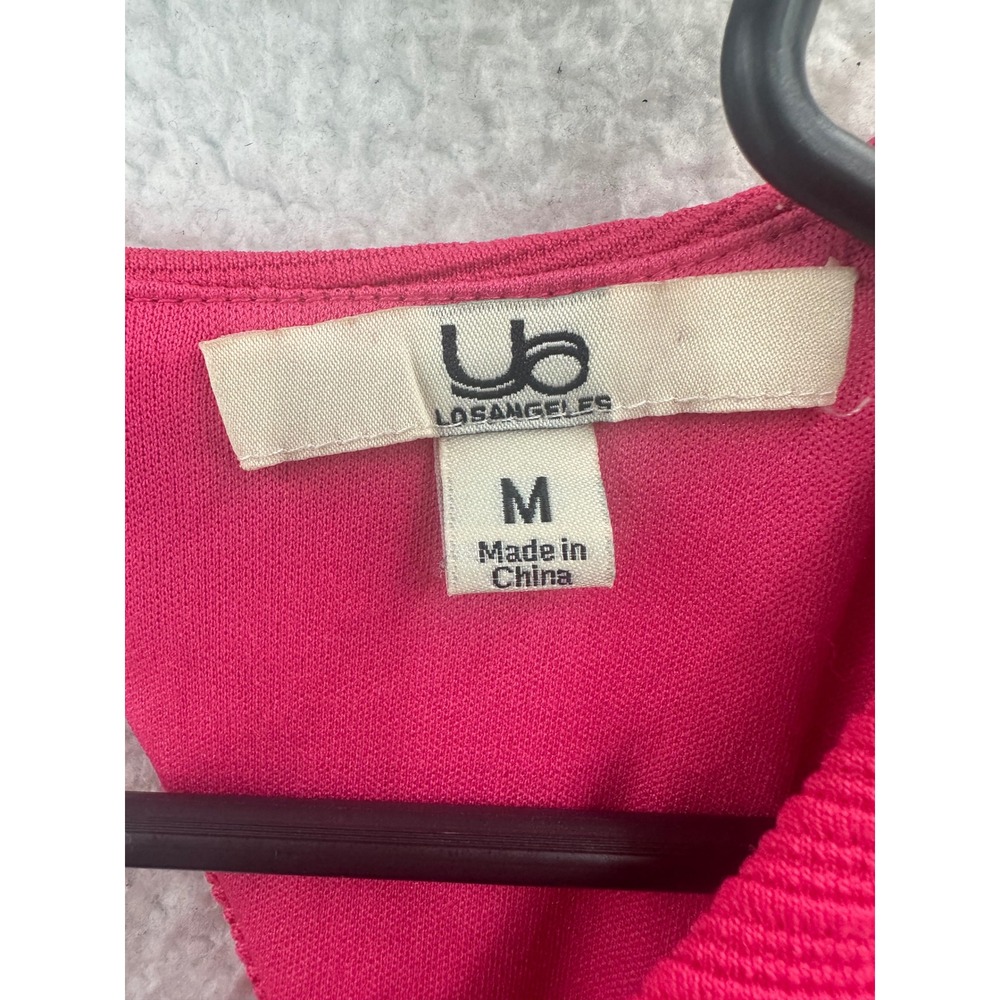 UA Los Angeles Pink Textured Fit Flare Mini Dress Cutout Back Sleeveless M - Picture 3 of 11